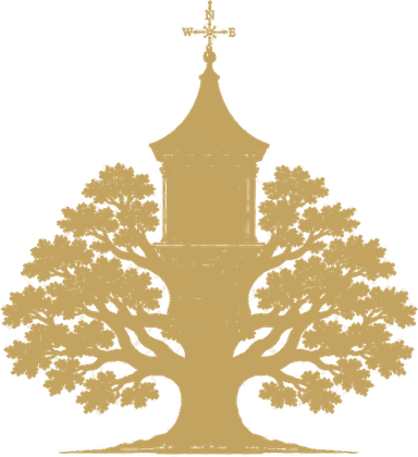 Bespoke Tower Clocks emblem showing an oak tree supporting a traditional timber clock tower
